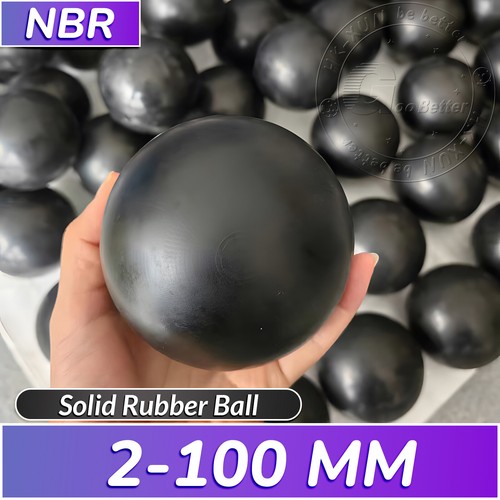 Black round solid rubber ball - black,